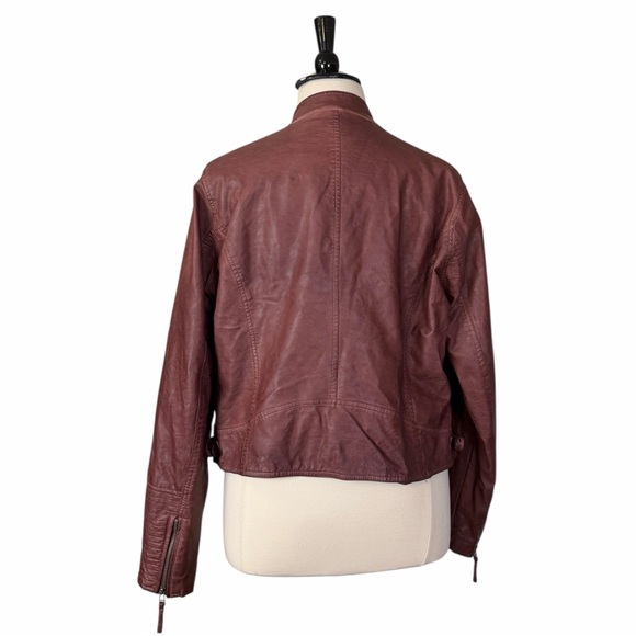 Maurices Faux Leather Moto Jacket Women’s Size 3 Brown Asymmetrical Zip Casual - Picture 7 of 14